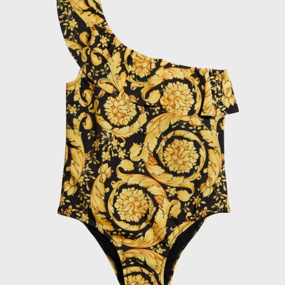 Versace Other - Versace infant One-Shoulder barroco swimsuit- Black and Gold 3 to 6 months.